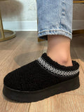 WILD DIVA Embroidered Trim Platform Sherpa Boots 