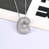 Copper Inlaid Zircon Letter Pendant Necklace 