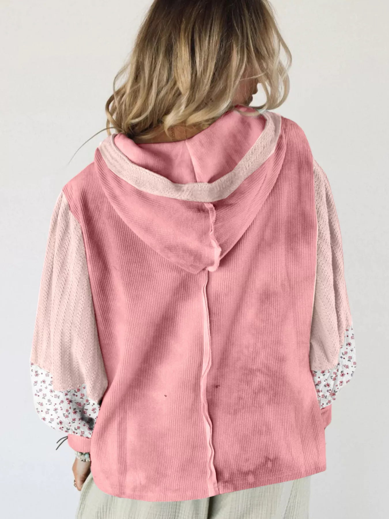 Floral Patch V-Neck Sweatshirt 