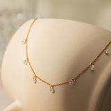 Stainless Steel Rhinestone Pendant Necklace 