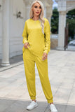 Round Neck Top and Drawstring Pants Lounge Set Lingerie & Nightwear