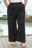 Plus Size Drawstring Wide Leg Pants 