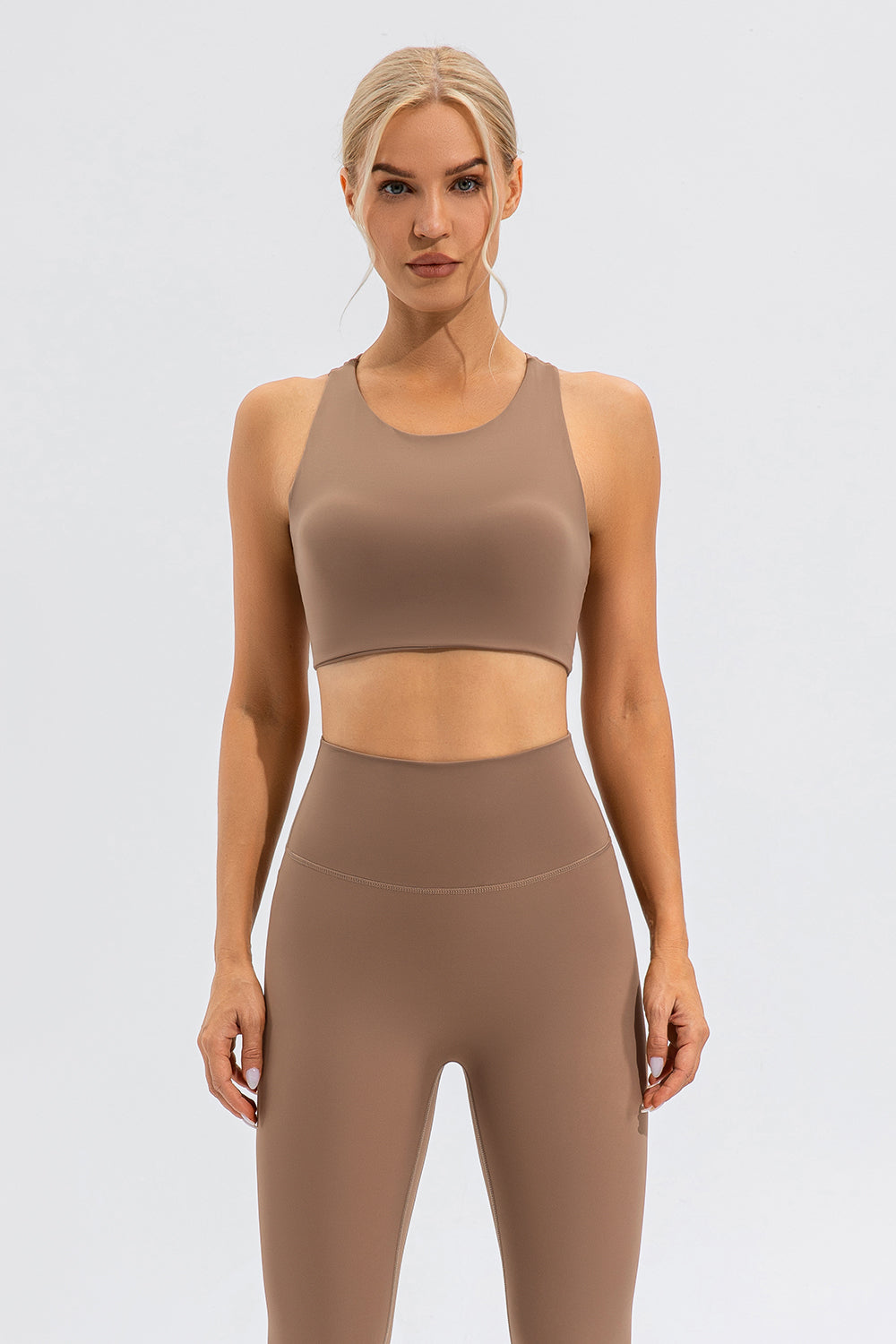 Round Neck Cutout Cropped Active Tank 