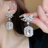 Alloy Crystal Geometric Dangle Earrings 
