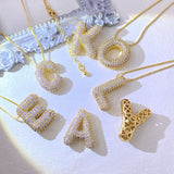 Inlaid Zircon Bubble Initial Necklace 