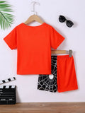 Children's Spider Round Neck Short Sleeve T-Shirt and Pants Set 