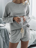 Round Neck Raglan Sleeve Top and Shorts Lounge Set Lingerie & Nightwear