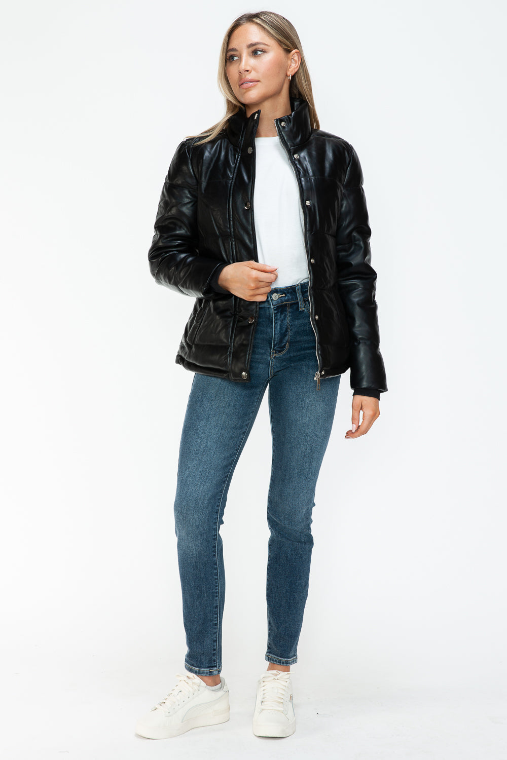 YMI Pocketed Zip Up Turtleneck Puffer Jacket 