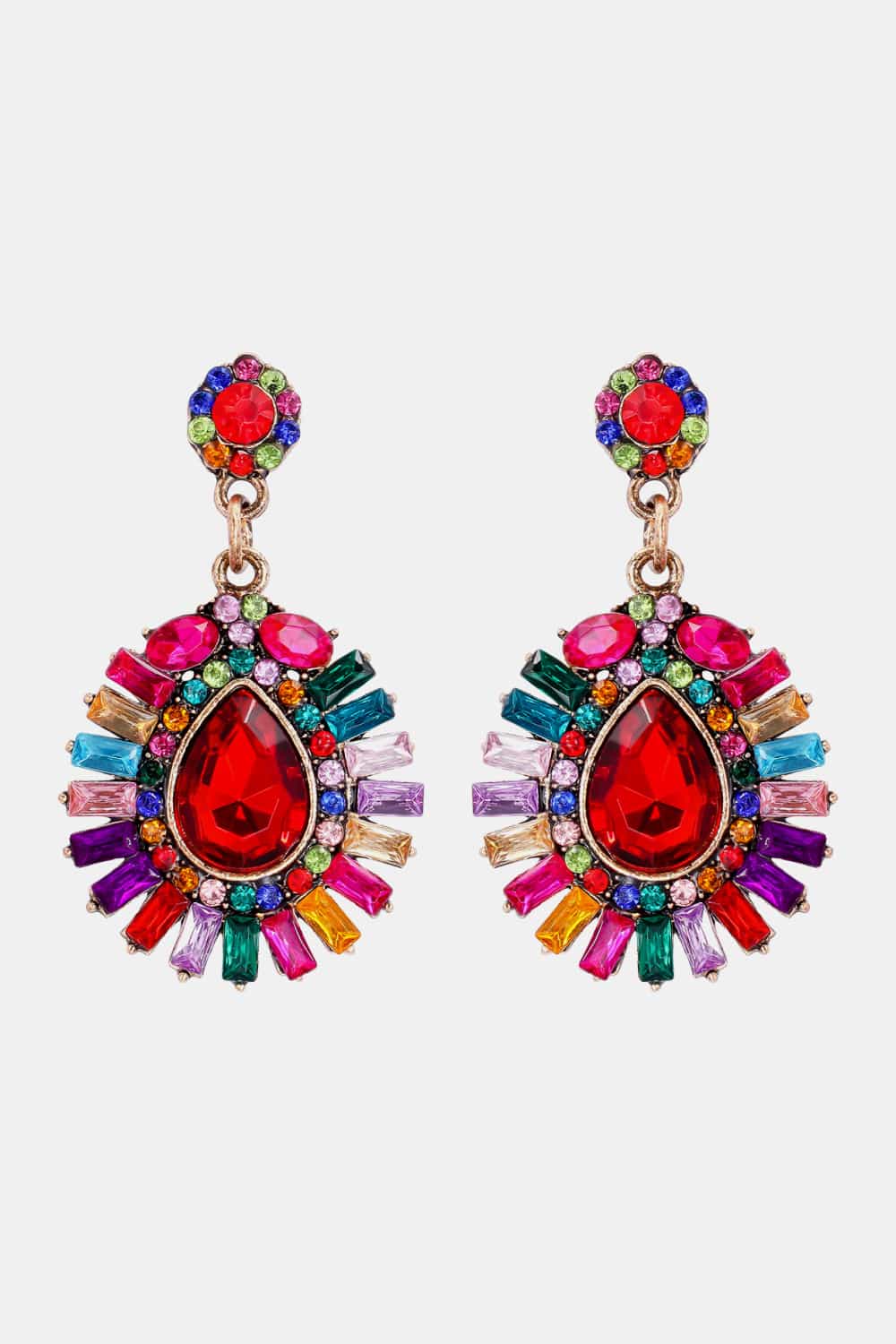 Teardrop Shape Glass Stone Dangle Earrings 