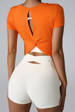 Cutout Round Neck Short Sleeve Active T-Shirt 