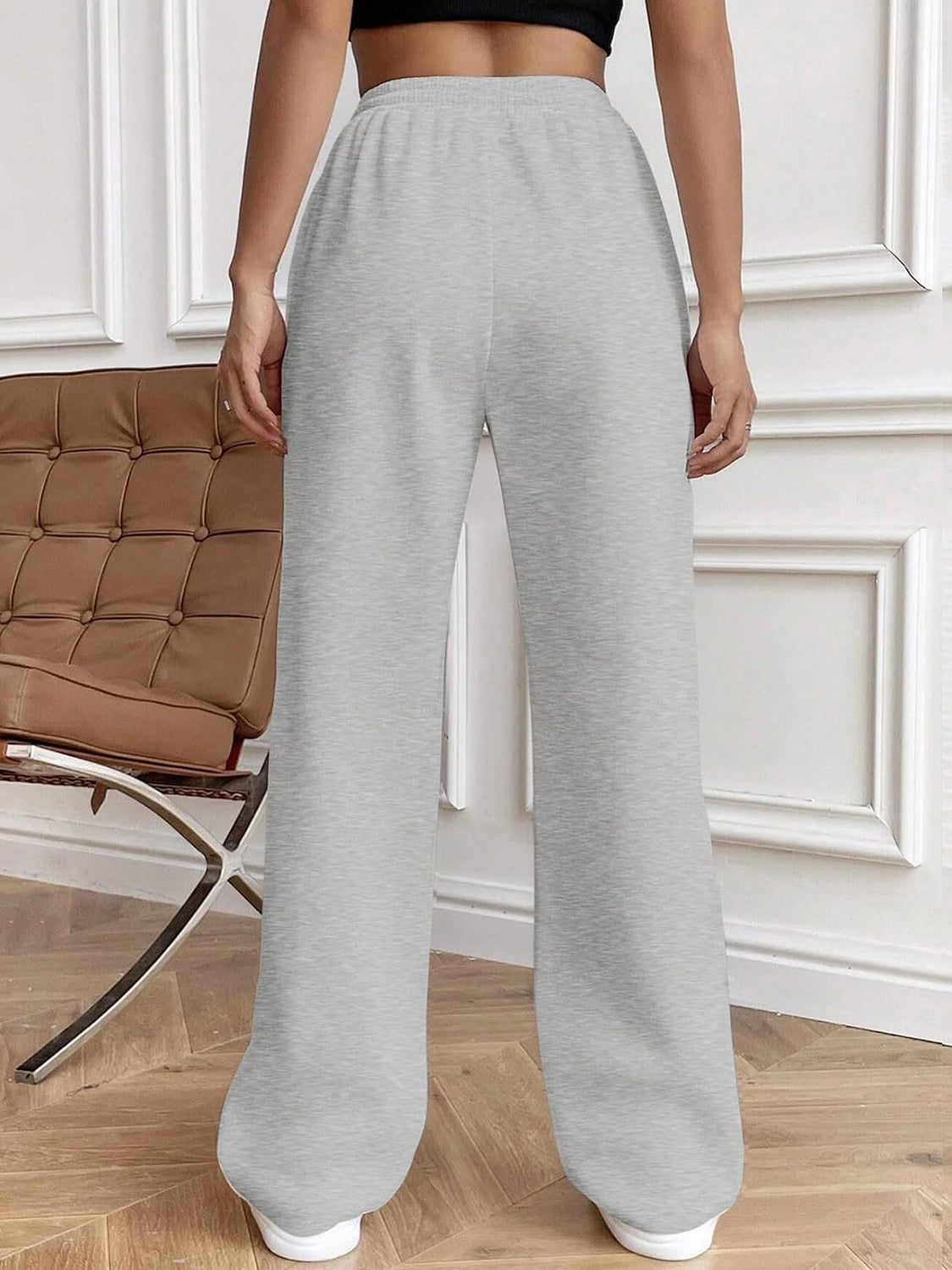 Drawstring Elastic Waist Pants with Pockets 