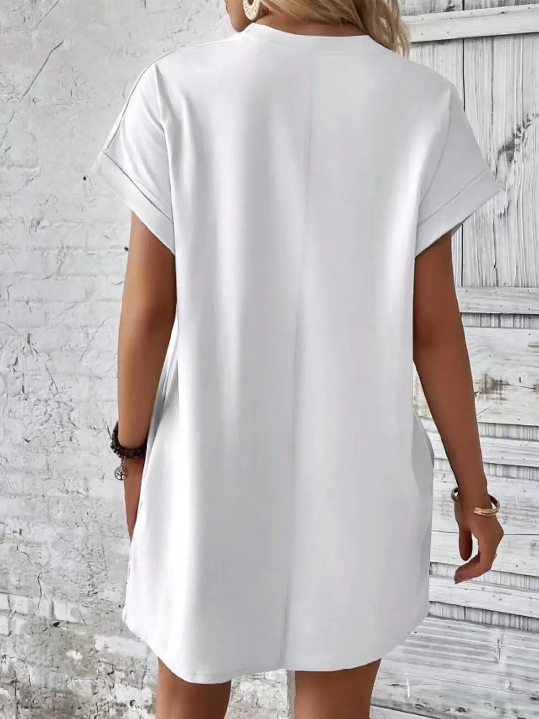 Pocketed Round Neck Short Sleeve Dress 