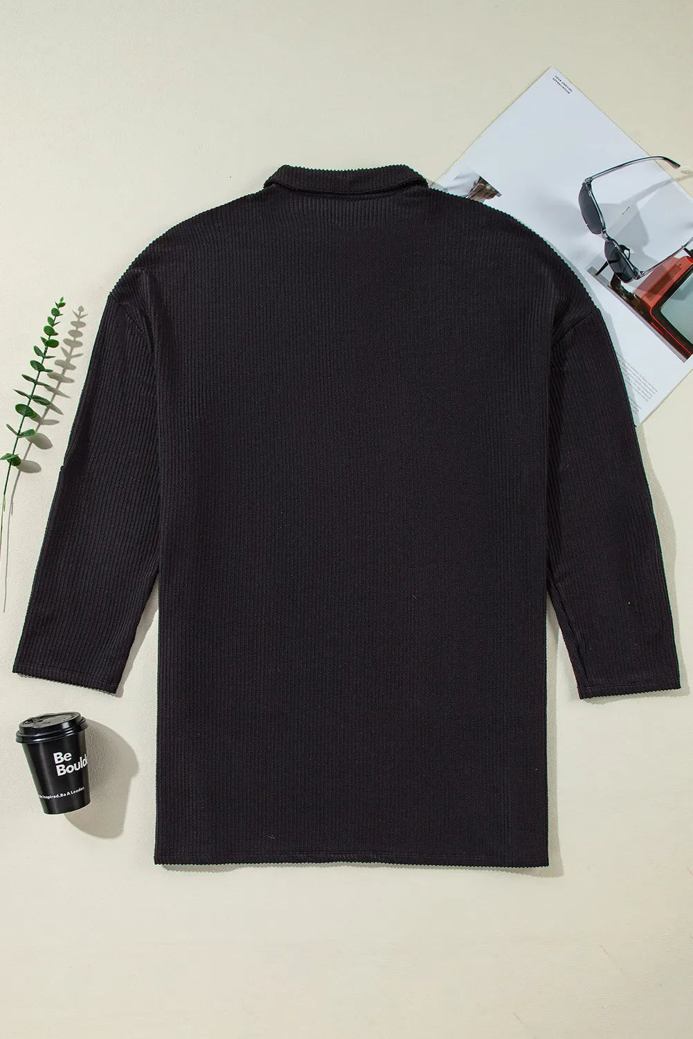 Plus Size Pocketed Long Sleeve Mini Dress 