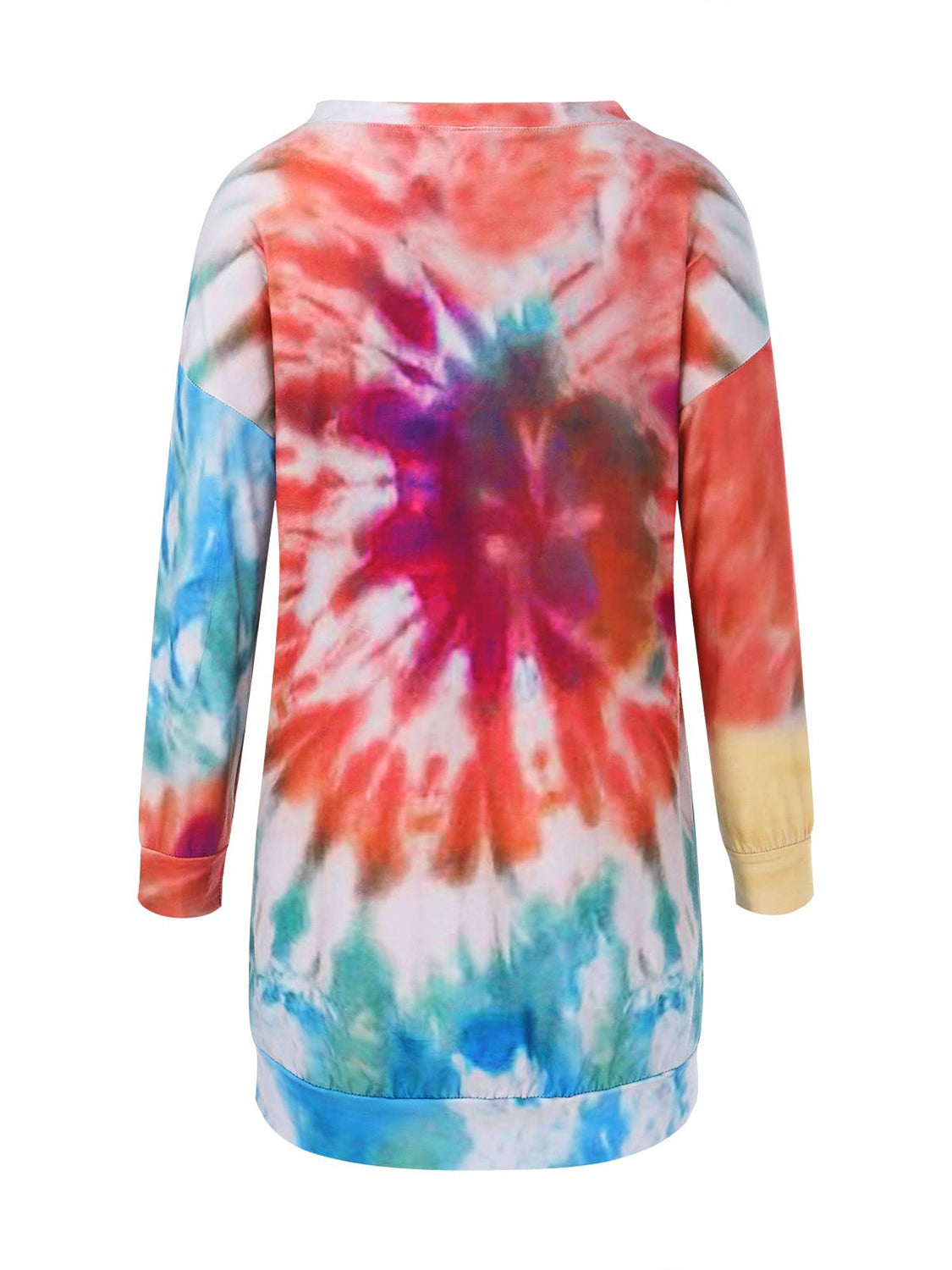 Full Size Tie-Dye Round Neck Long Sleeve Dress 