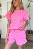 Double Take Full Size Texture T-Shirt and Shorts Set 