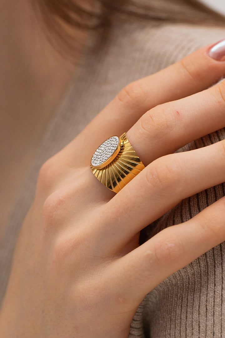 Wide Band Stainless Steel Open Ring 