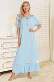Lace Detail Short Sleeve Lounge Dress 