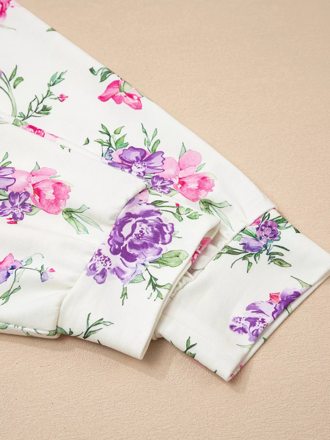 Floral Print Round Neck Top and Drawstring Pants Lounge Set Lingerie & Nightwear