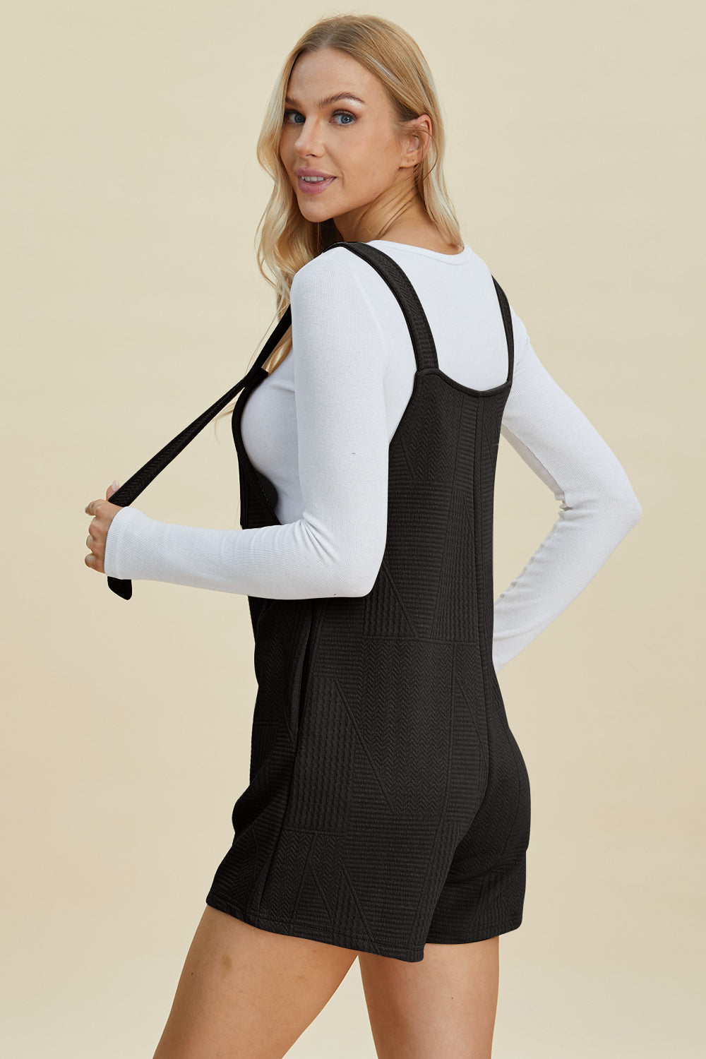 Double Take Full Size Texture Sleeveless Romper 