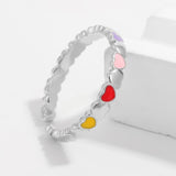 925 Sterling Silver Drip Oil Heart Ring 