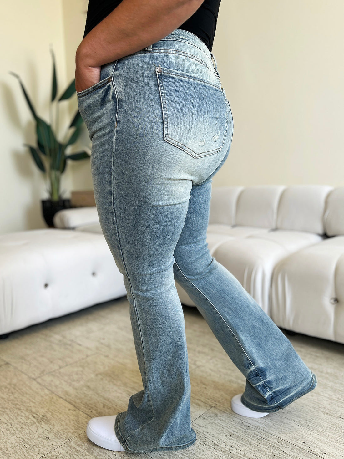 Judy Blue Full Size Mid Rise Flare Jeans 
