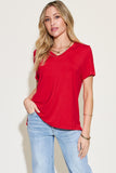 Basic Bae Full Size V-Neck High-Low T-Shirt 