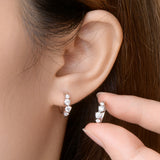 925 Sterling Silver Moissanite Huggie Earrings 