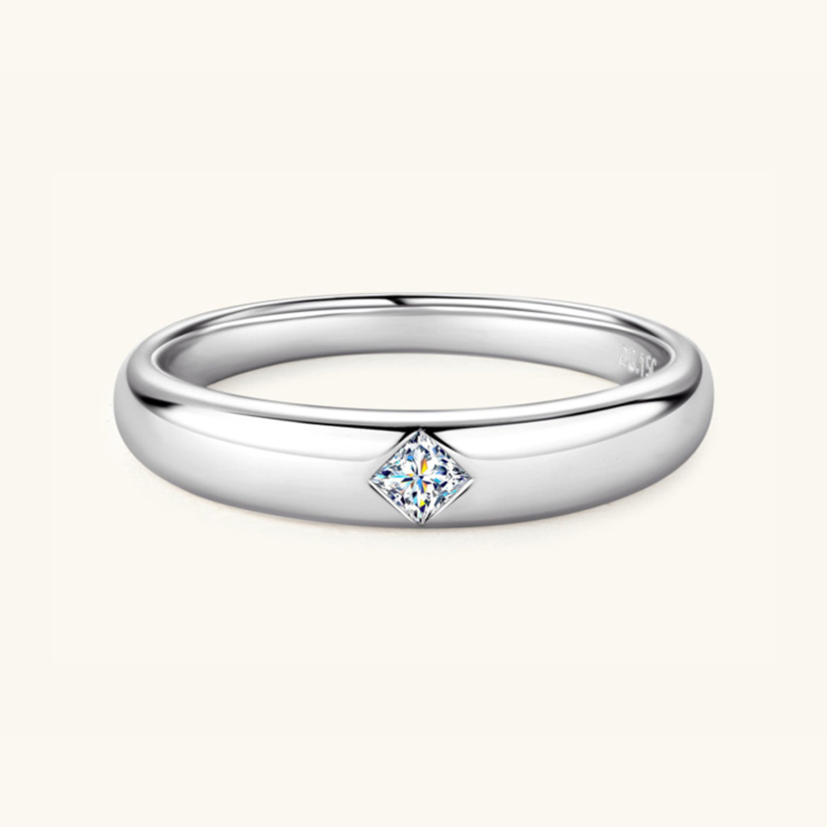 925 Sterling Silver Inlaid Moissanite Ring 