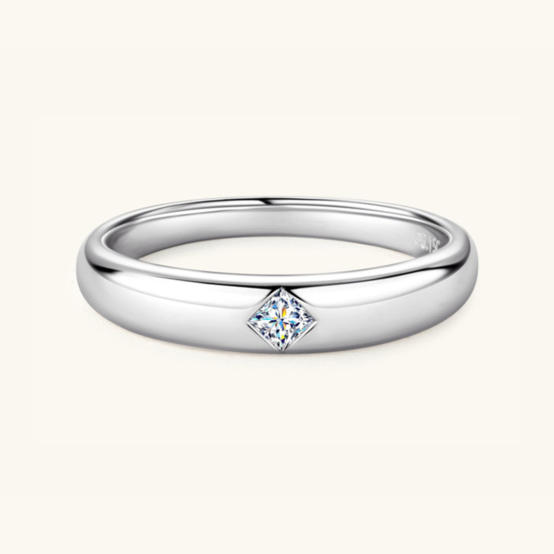 925 Sterling Silver Inlaid Moissanite Ring 
