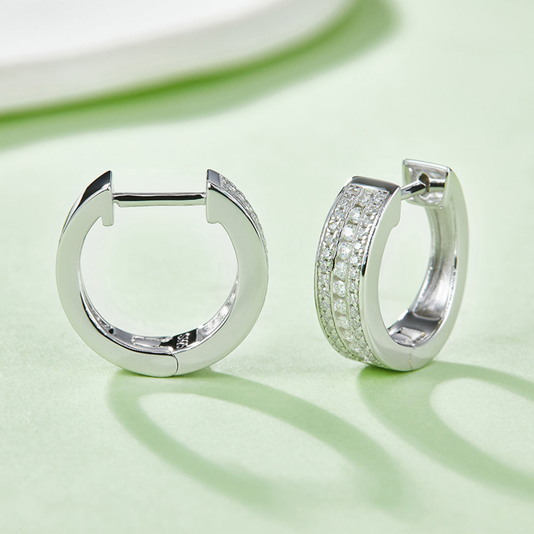 Moissanite 925 Sterling Silver Huggie Earrings 