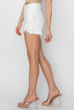 RISEN Button Fly Frayed Hem Denim Shorts 