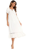 Lace Detail Short Sleeve Lounge Dress 