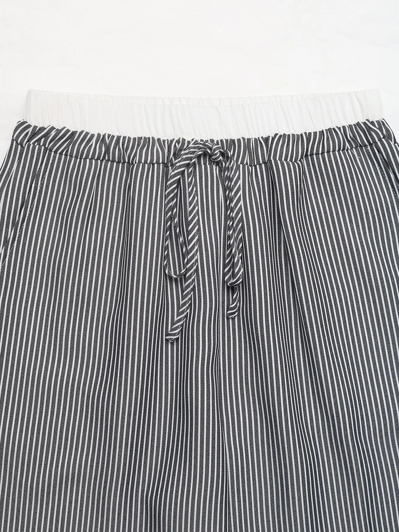 Striped Wide Leg Drawstring Pants 