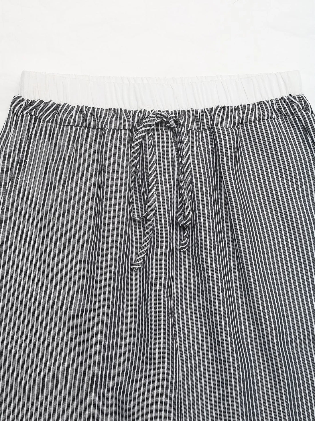 Striped Wide Leg Drawstring Pants 