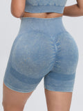 Washed High Waist Active Shorts 