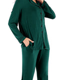 Collared Neck Long Sleeve Loungewear Set with Pockets Lingerie & Nightwear