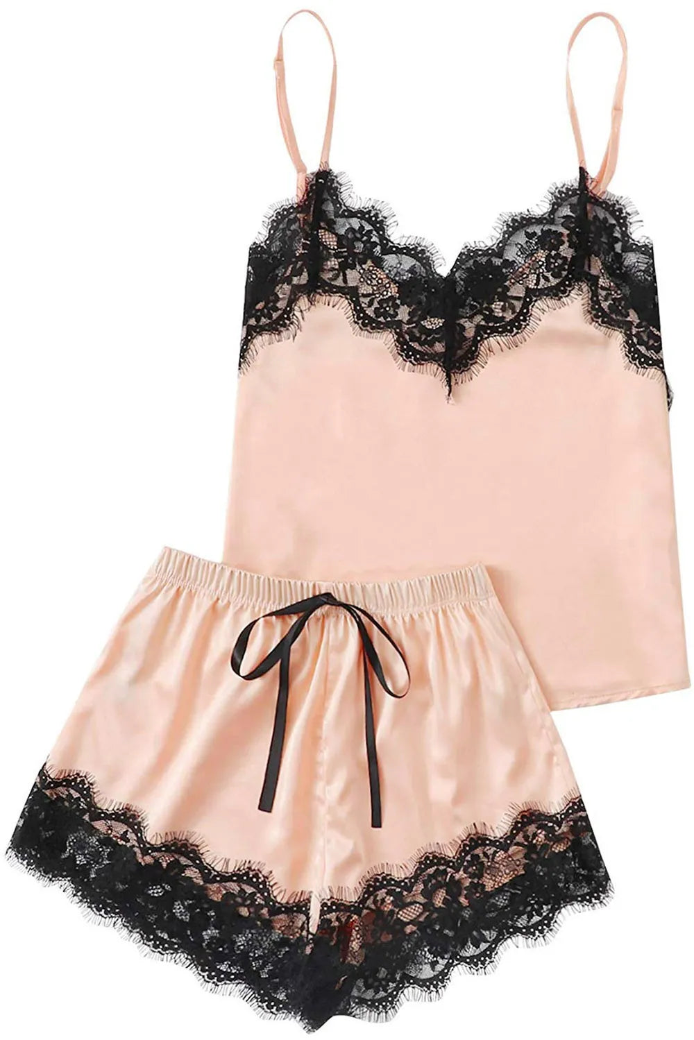 Lace Detail Spaghetti Strap Top and Shorts Lounge Set Lingerie & Nightwear