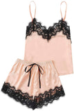 Lace Detail Spaghetti Strap Top and Shorts Lounge Set Lingerie & Nightwear
