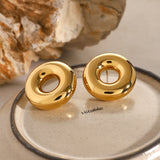 Stainless Steel Cutout Round Shape Earrings 