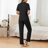 Button Down Long Sleeve Top and Pants Lounge Set Lingerie & Nightwear