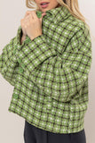 HYFVE Tweed Plaid Button Up Collared Neck Jacket 