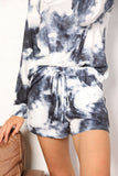 Shiny Tie-Dye Round Neck Top and Shorts Lounge Set 