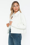 Snobbish Snap Down Long Sleeve PU Leather Jacket 