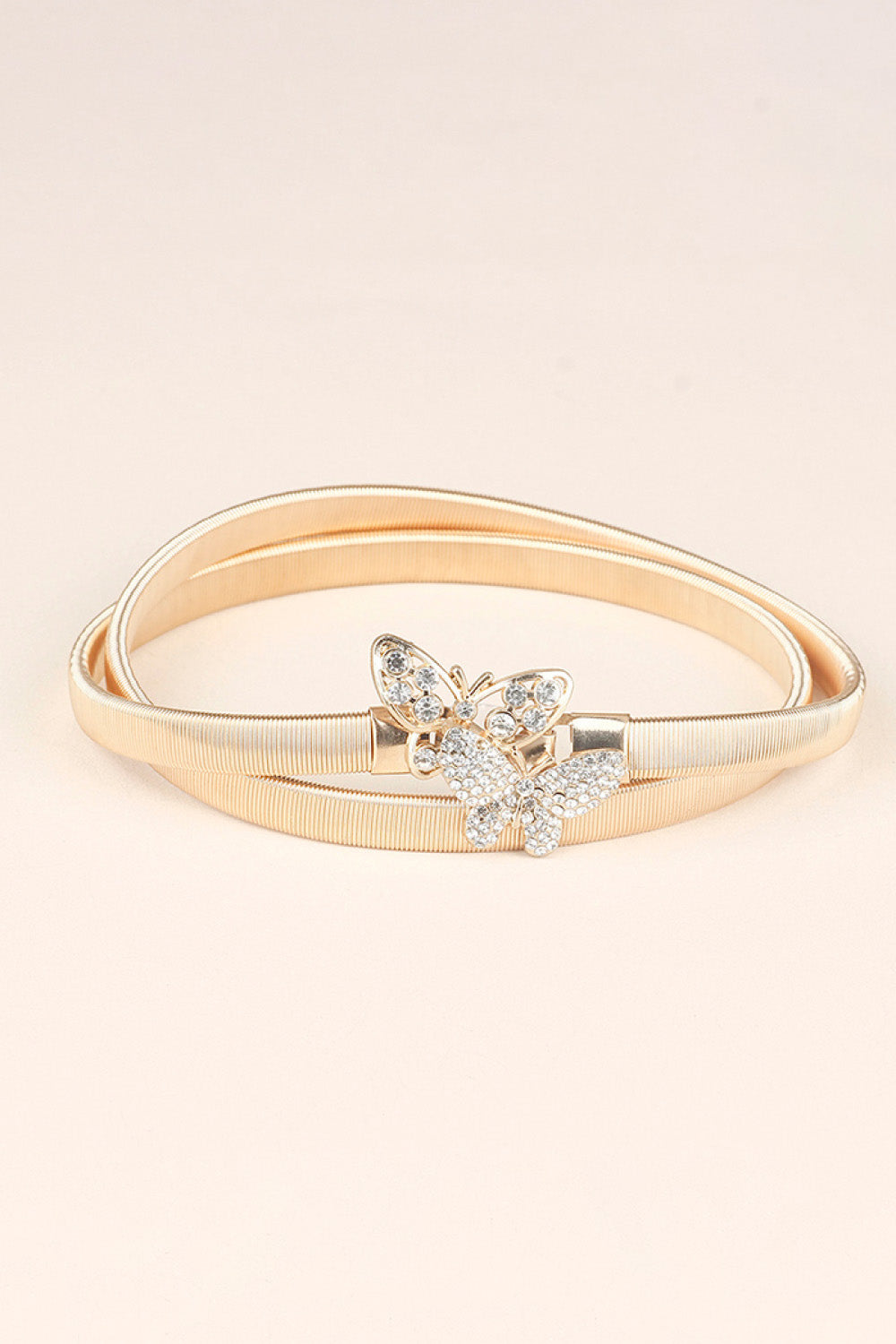 Rhinestone Butterfly Elastic Metal Belt 