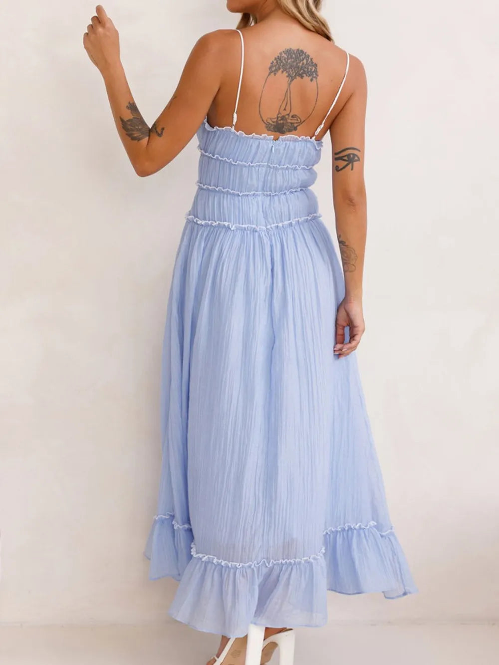 Devine Frill Ruffled Hem Midi Cami Dress 