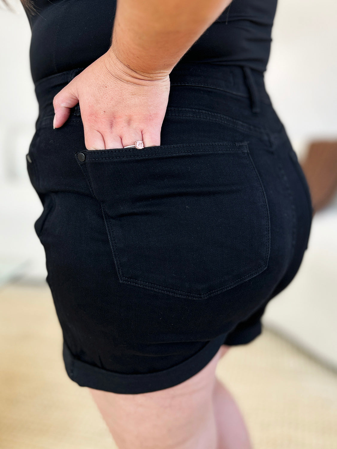 Judy Blue Full Size High Waist Tummy Control Cuffed Denim Shorts 