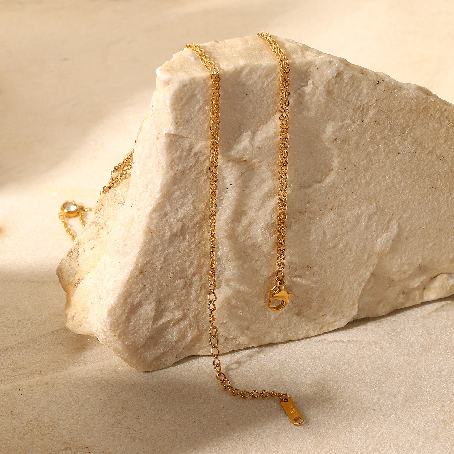 Stainless Steel Zircon Double-Layered Necklace 