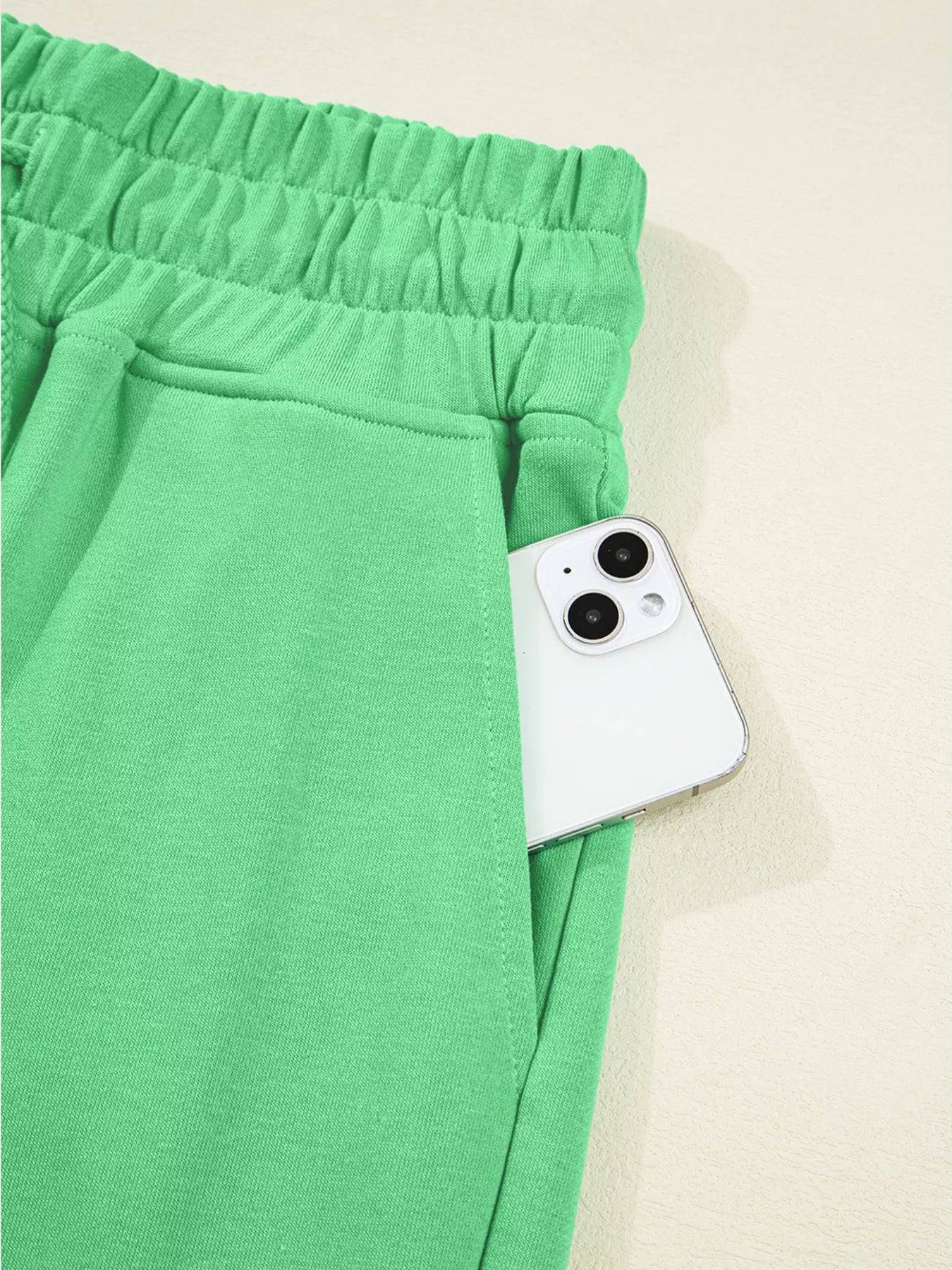 Drop Shoulder Puff Sleeve Crop Top and Drawstring Wide Leg Pants Set 