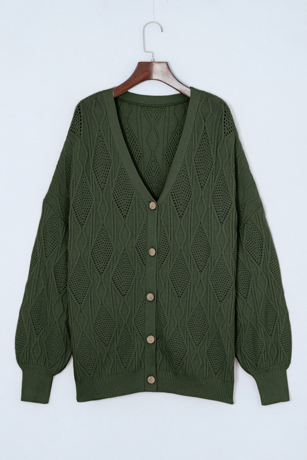 Plus Size Cable-Knit Button Up Sweater 