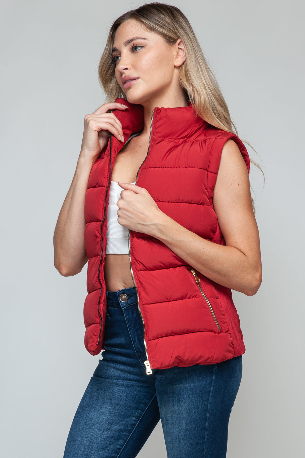 Snobbish Zip Up Turtleneck Vest with Pockets 